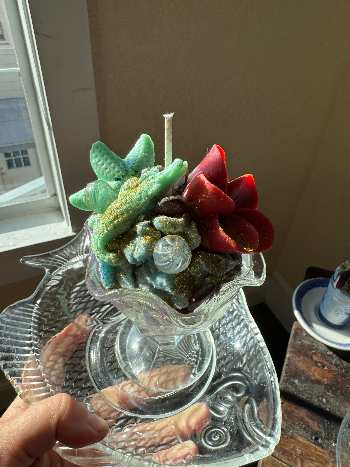 German swirl cane pieces in Fall Festival Scent with fish drip plate
