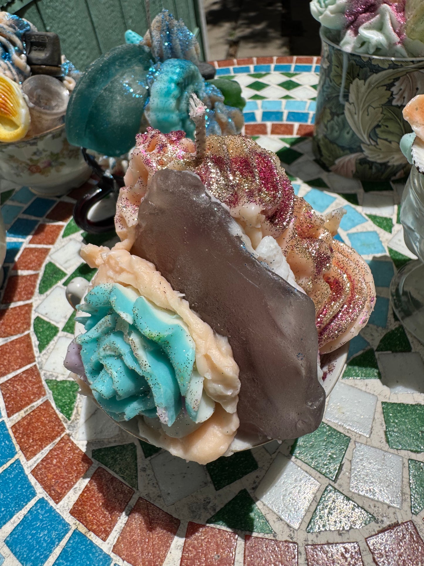 XXL PURPLE SEAGLASS & Stopper- Peach Mojito