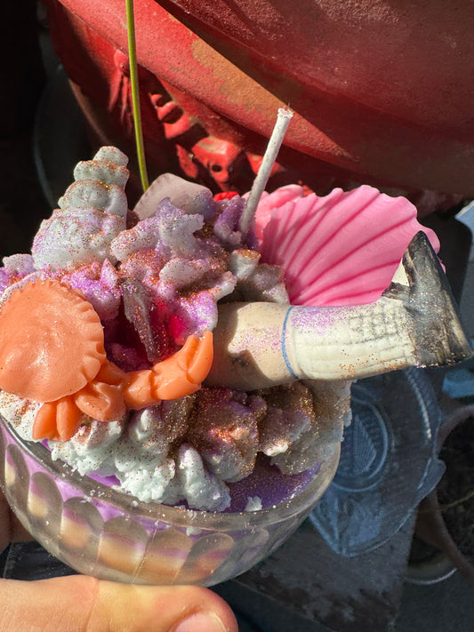 Doll leg dug in Houston , Galveston red seaglass in Seawall Breeze with fish Drip plate