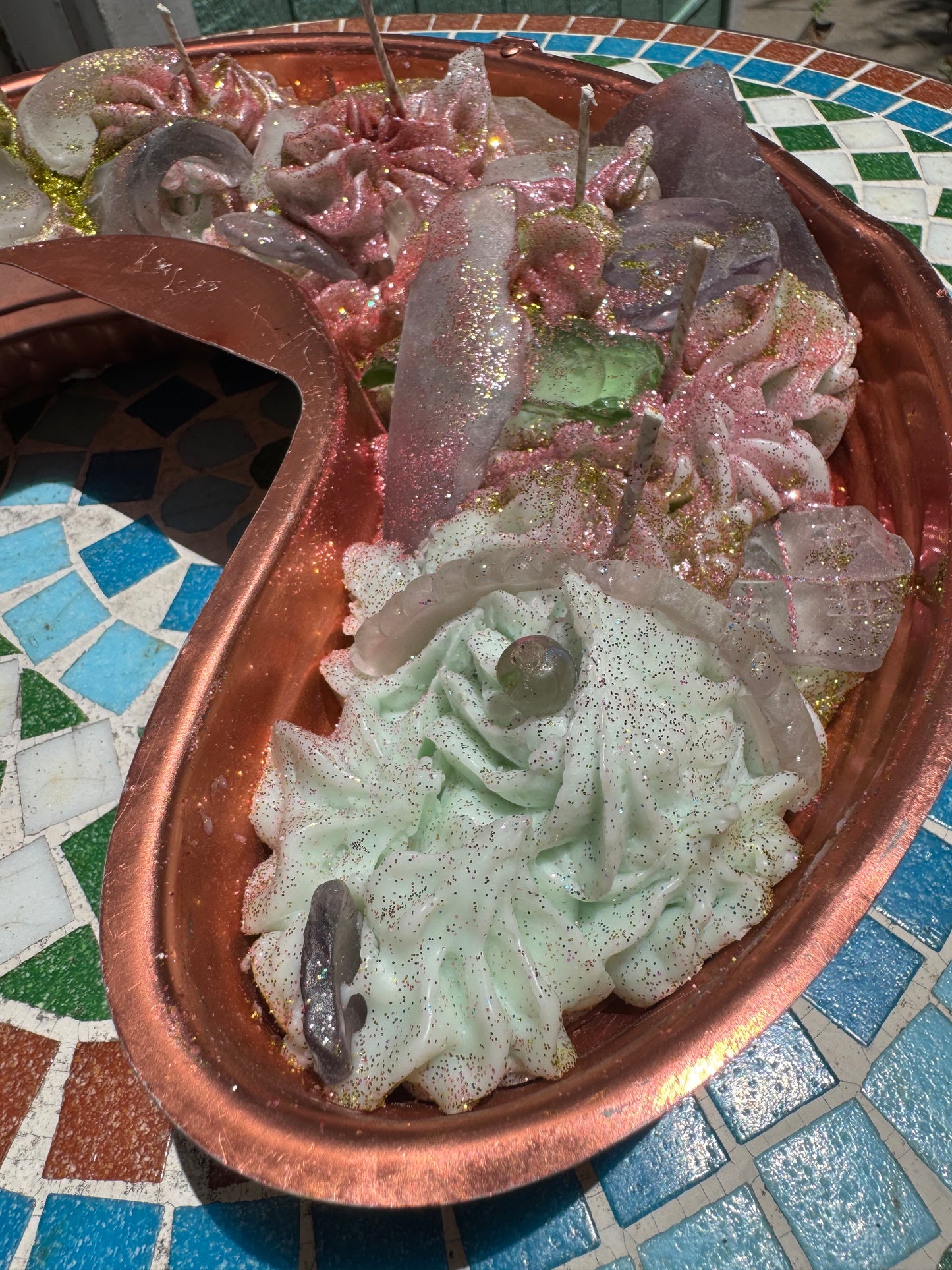 Purple Seaglass Paradise- German Swirl Eye- Beach Sage Mint base with Plum Punch Whip