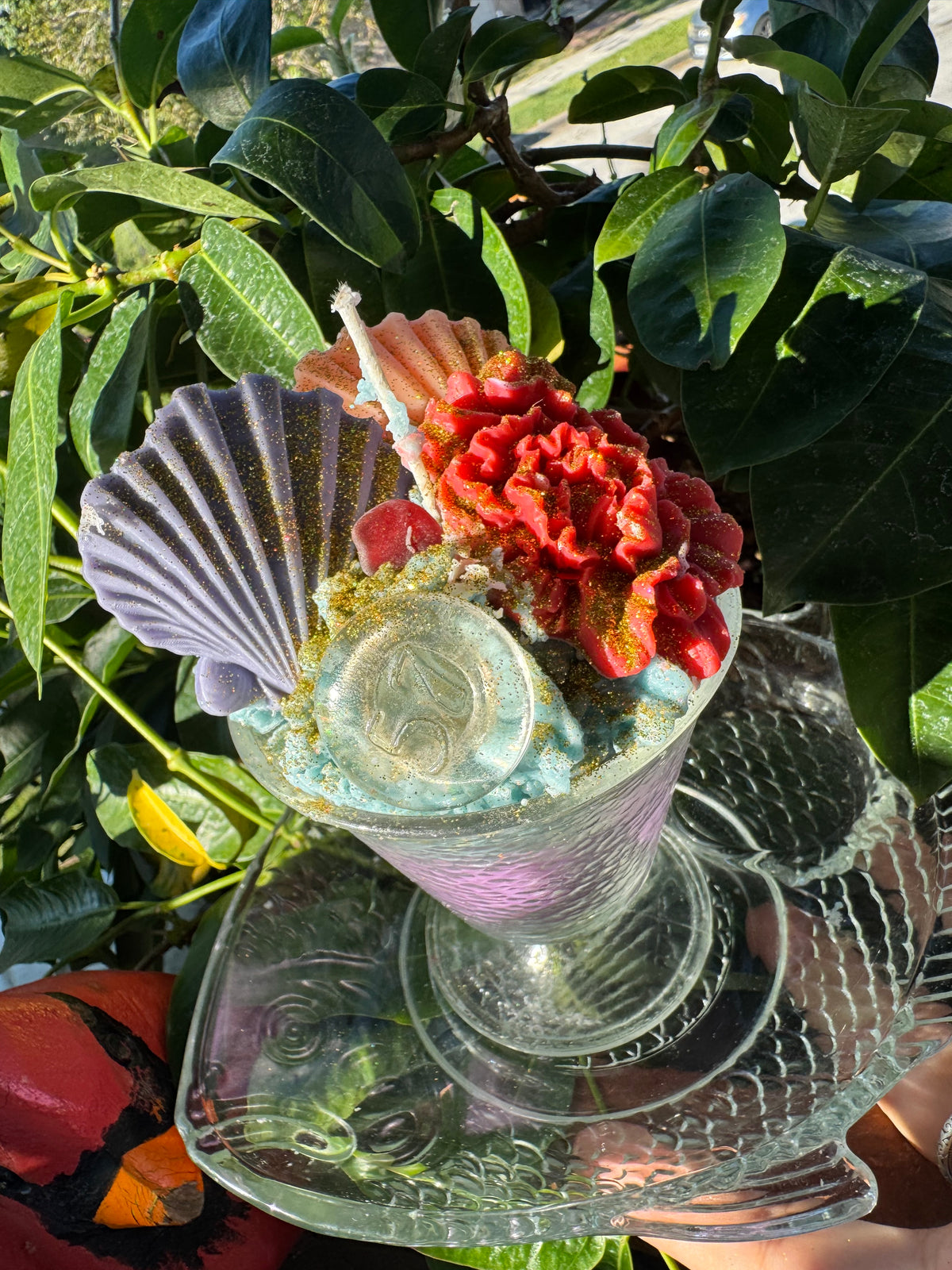 HEIZ 57 stopper, Galveston red seaglass in Seawall Breeze with Fish Drip plate