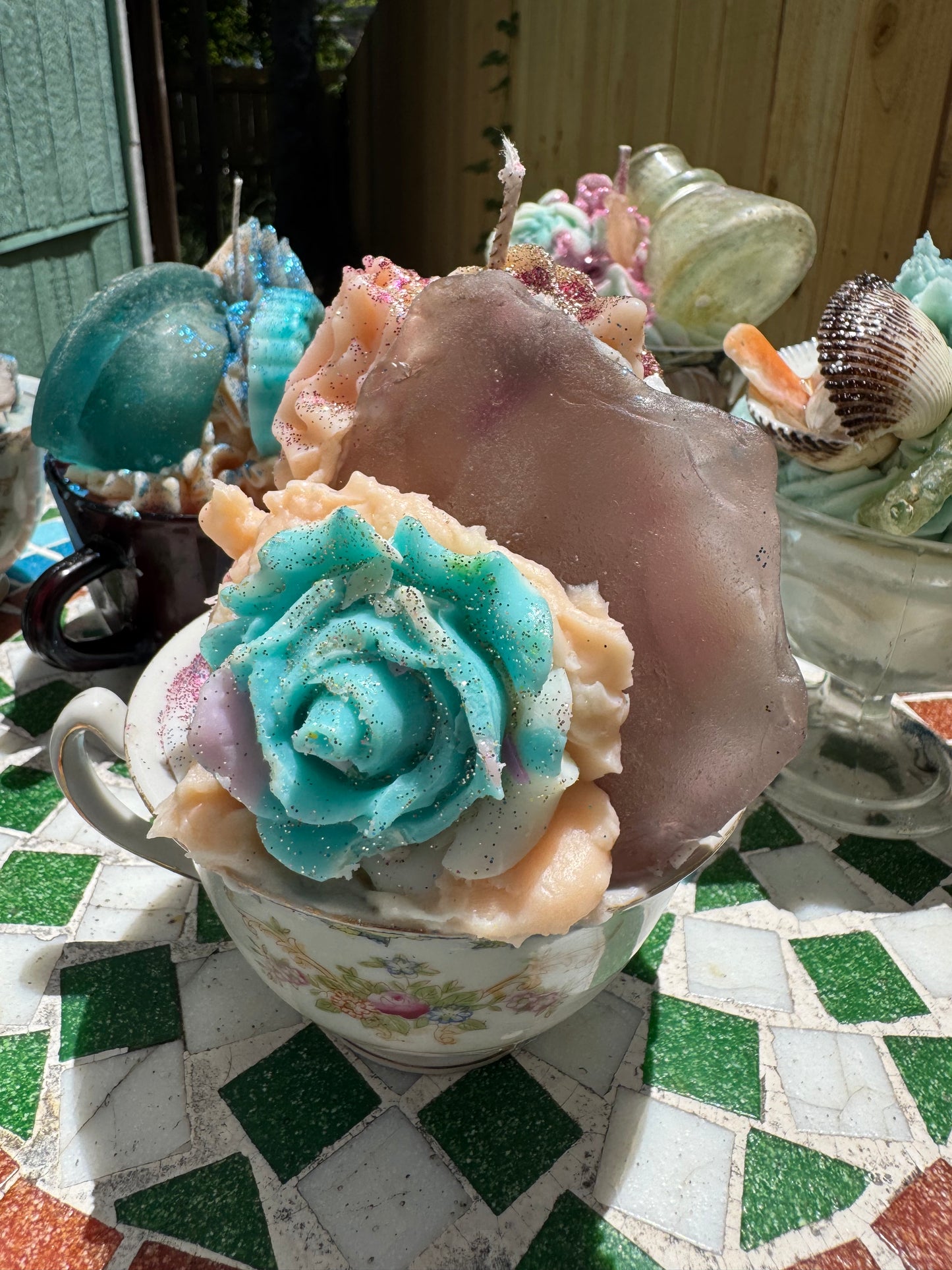 XXL PURPLE SEAGLASS & Stopper- Peach Mojito