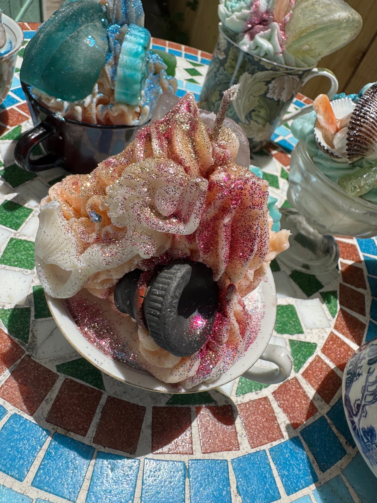 XXL PURPLE SEAGLASS & Stopper- Peach Mojito