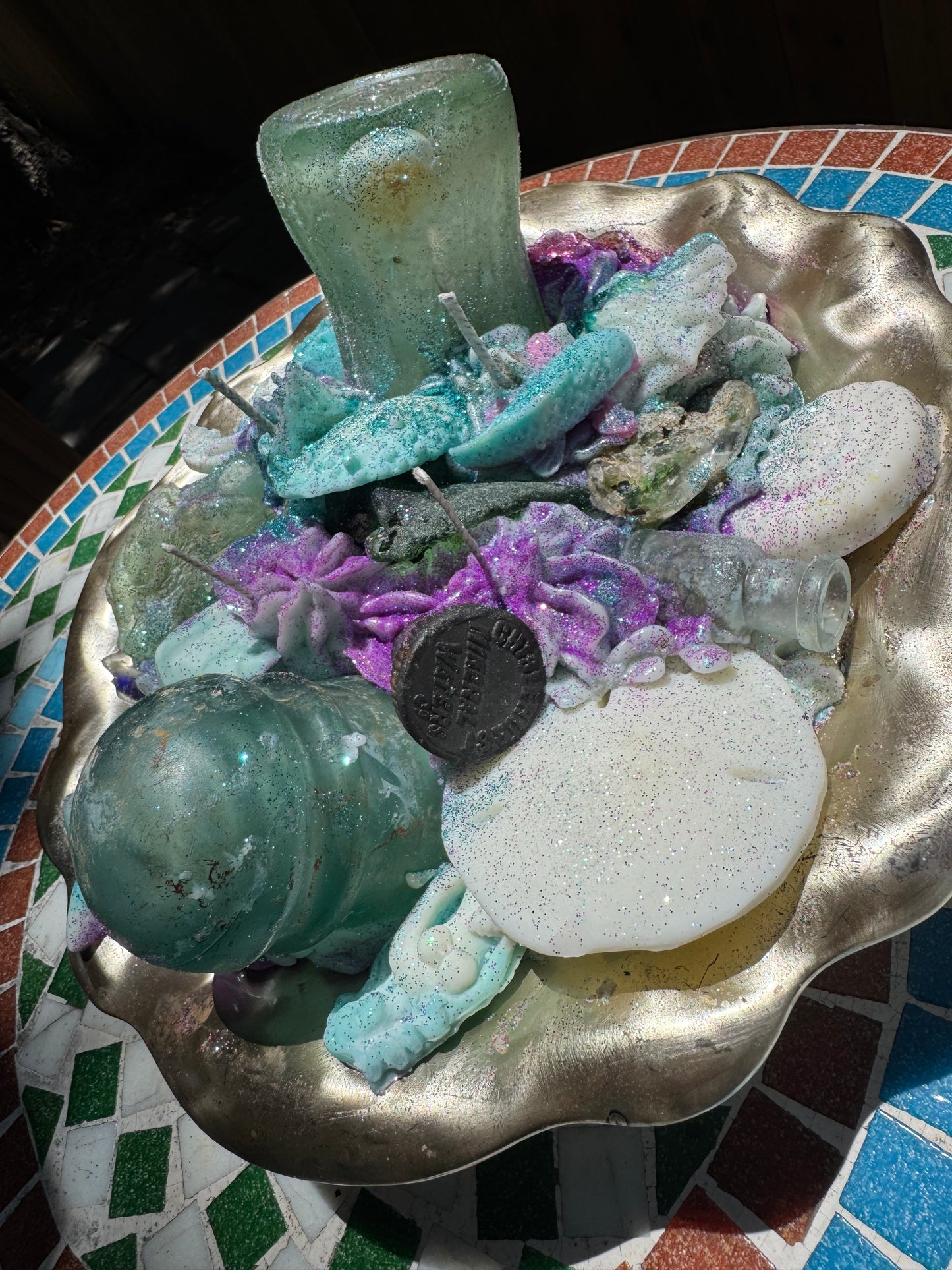 XXL Galveston Coca Cola, Bonfire Insulator, 1890 super tiny Aqua Bottle, Stopper, Bonfire Syringe, and so much more- Beach Sage Mint & Summer Plum Top