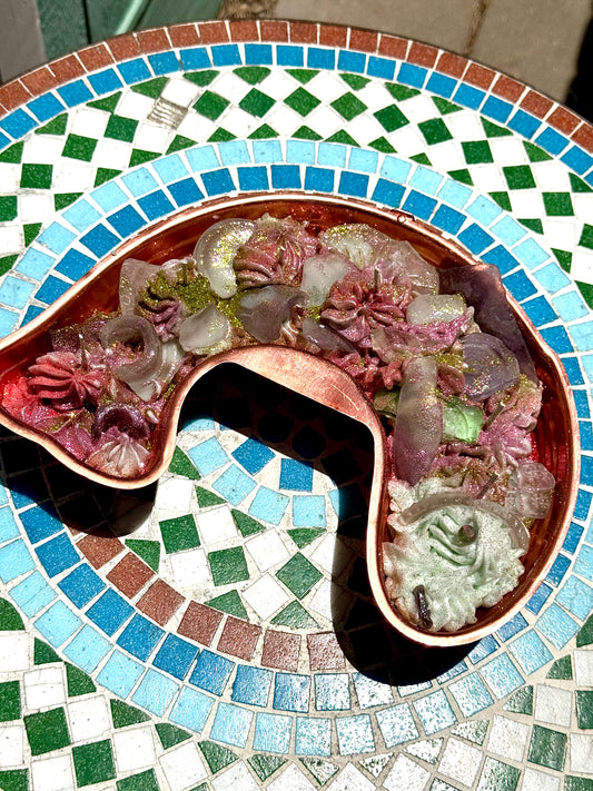 Purple Seaglass Paradise- German Swirl Eye- Beach Sage Mint base with Plum Punch Whip